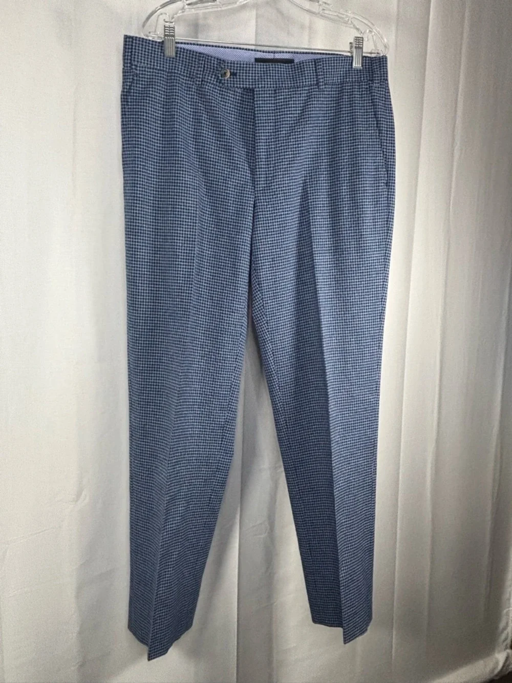 NWOT SAKS FIFTH AVENUE Men's Blue Micro-Check Suit Jacket & Trousers Size 44R